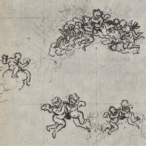 ANGELS DRAWING Giovanni Gian Lorenzo Bernini Fine Art Print Antique Vintage 40’s